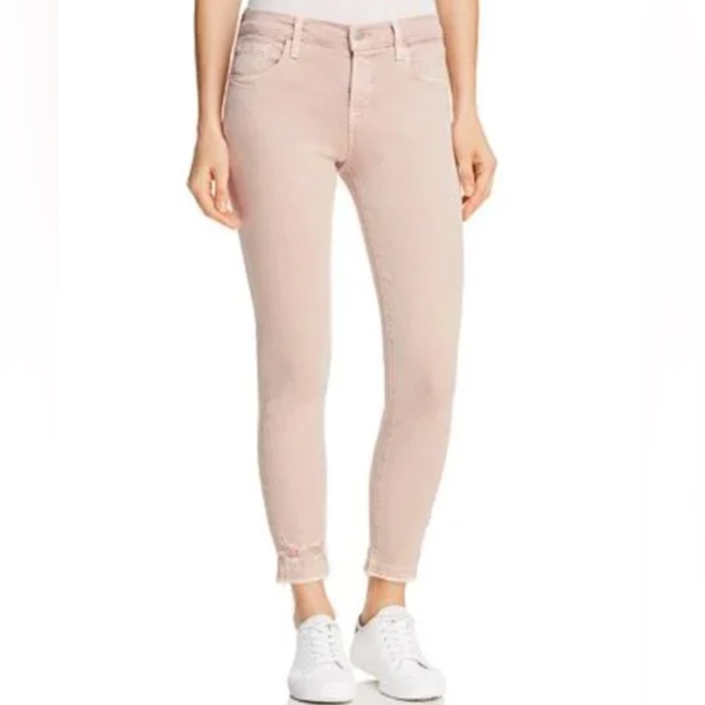 J Brand Mid Rise Capri Jeans in Vinca Destruct